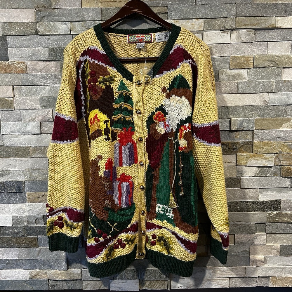 NEW cardigan Bay Knit Sweater Christmas 1X Santa Clause